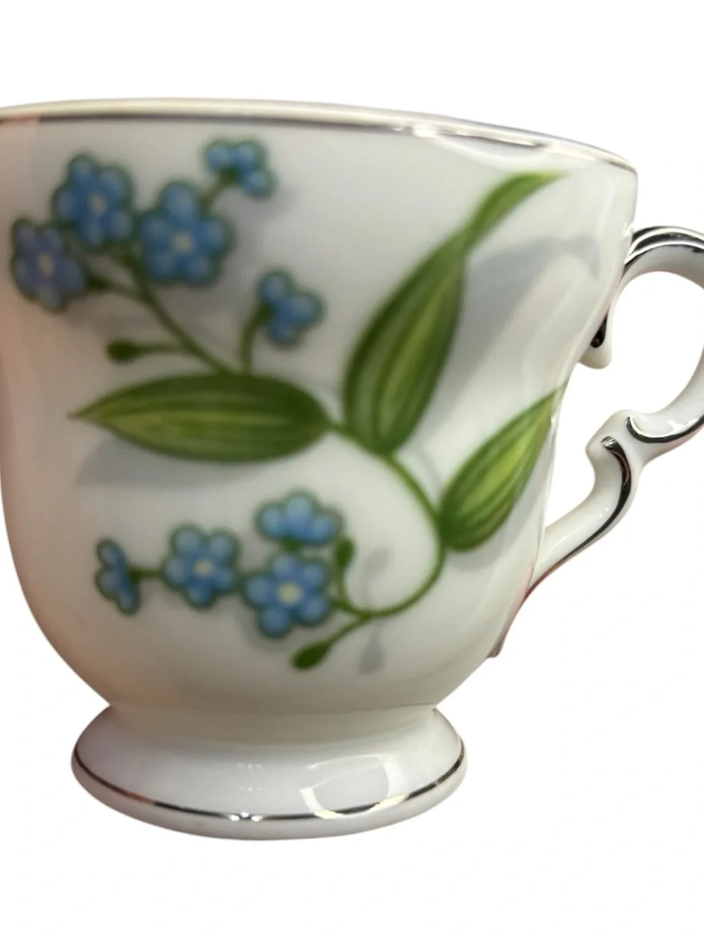 Vintage Royal Albert Bone China Tea Cup Saucer Blue Forget Me Not Floral Pattern